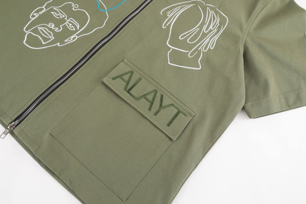 3-Headed Double Zip Shirt - Olive Green